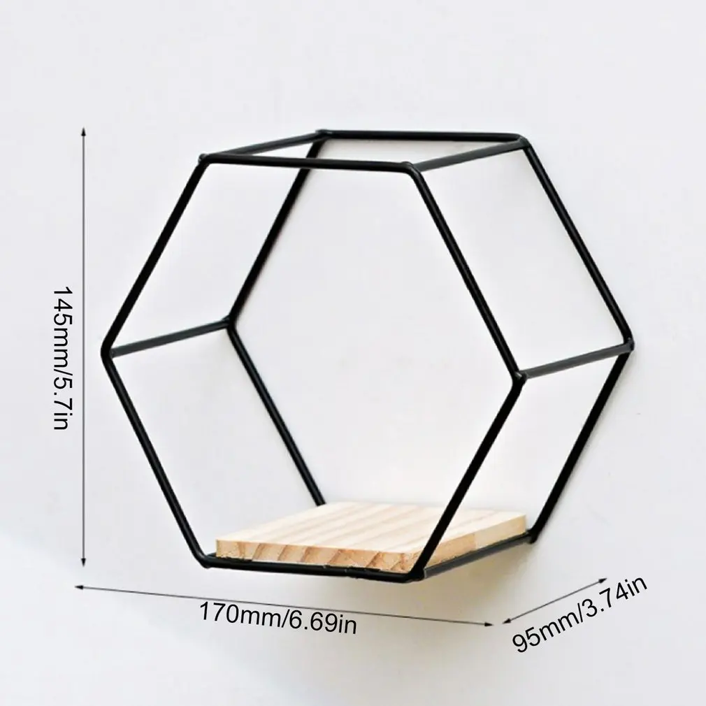 Nordic Hexagonal Iron Stand Storage Shelf Decoration Shelves Craft Home Shelf Storage Holder
