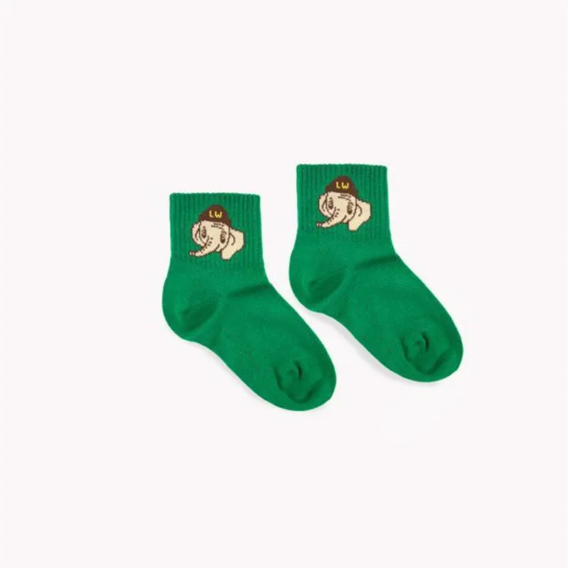 EnkeliBB/Новинка; модные брендовые носки с животными; Детские хлопковые носки без пятки; Носки с рисунком слона, медведя, кота; высокое качество; для детей