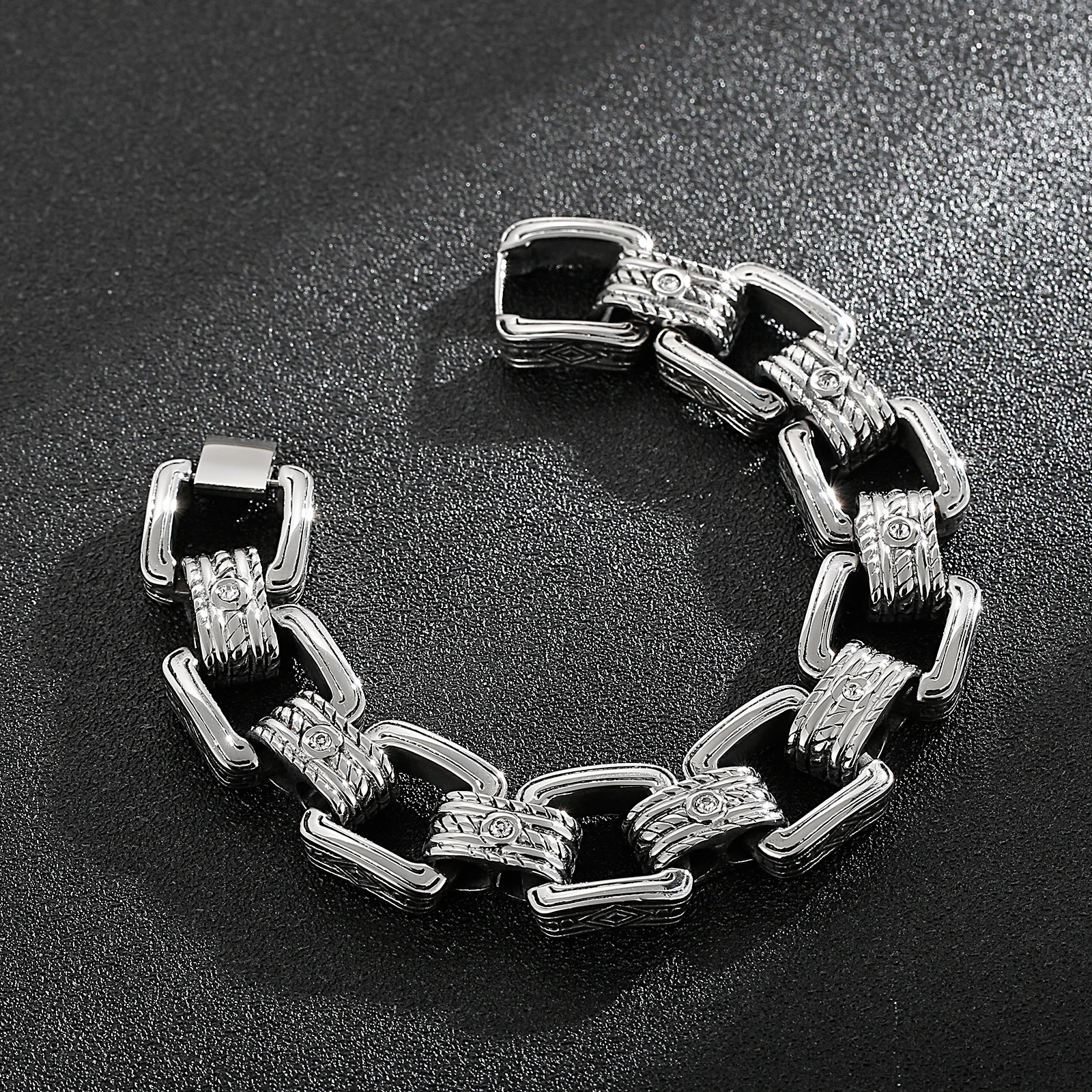 Kalen Vintage Square Chain Carved Mysterious Totem Men's Stainless Steel Charm Jewelry