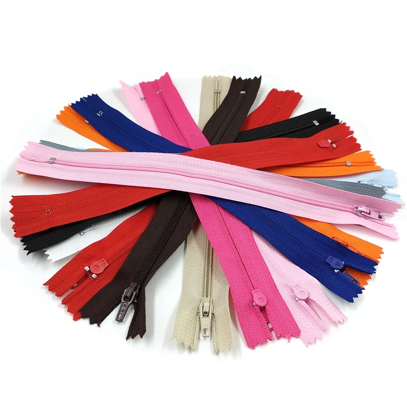 20cm Resin Invisible Zippers Purple Orange Green Black DIY Nylon Coil Zipper For Sewing Clothes