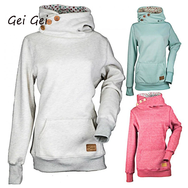 

Plain Oversize Hoodie Single Row Button Pocket Long Sleeve Korean Style Women Vintage Sweatshirt Autumn Pullover Sports Clothing