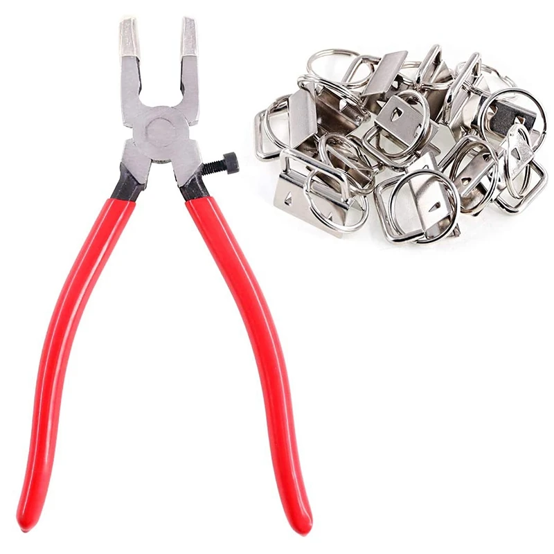 32 Sets 1inch 25mm silver Fob Hardware with 1Pcs Key Fob Pliers Glass