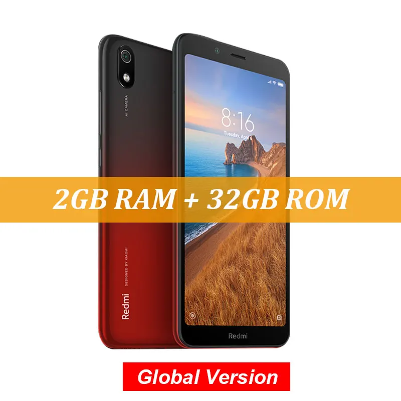 Red Глобальная версия Xiaomi Redmi 7A 7 A 2 ГБ 32 ГБ 5,4" Восьмиядерный мобильный телефон Snapdargon 439 4000 мАч 12МП камера смартфон - Цвет: Red