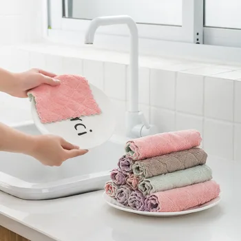 

8 Pcs/set Kitchen Accessories Double-sided Strong Absorbent Rag Non-stick Oil Dish Towel Dry Wet Dishcloth Kitchen Gadgets Tools