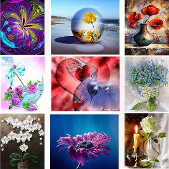 

5D Diamond Painting Full Drill Square Earth purple flower Picture Ever Moment Diamond Embroidery Decorations for Living Room