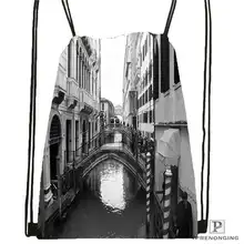 Custom sunrise-Венеция-morning-походная сумка на шнурке милый рюкзак для детей(черная спинка) 31x40 см#2018612-01-11