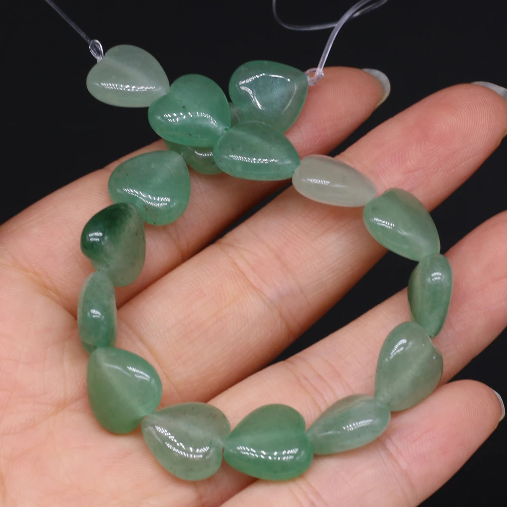 

Natural Green Aventurine Heart-shaped Semi-precious Stone Bead DIY for Making Jewelry Accessories 14mm16pcs/piece