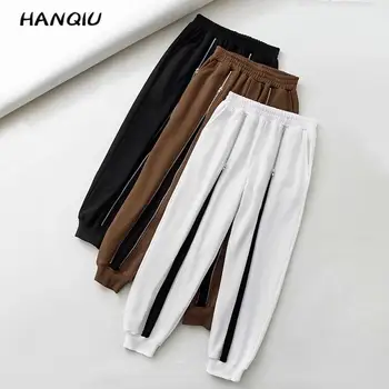 

2019 Vintage zipper pockets harem pant women sweatpants elastic high Waist pants black joggers women sweat pants punk streetwear