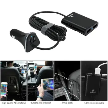 急速充電9.6A車の充電器4ポートusb車の充電器1.8メートル延長ケーブルiphoneアプリ電話サムスンxiaomi車の充電器