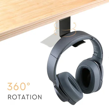 

360° Rotatable Universal Headset Headphone Hanger Hook Holder Under Desk Mount Stand Aluminum Alloy for Home Studio Office
