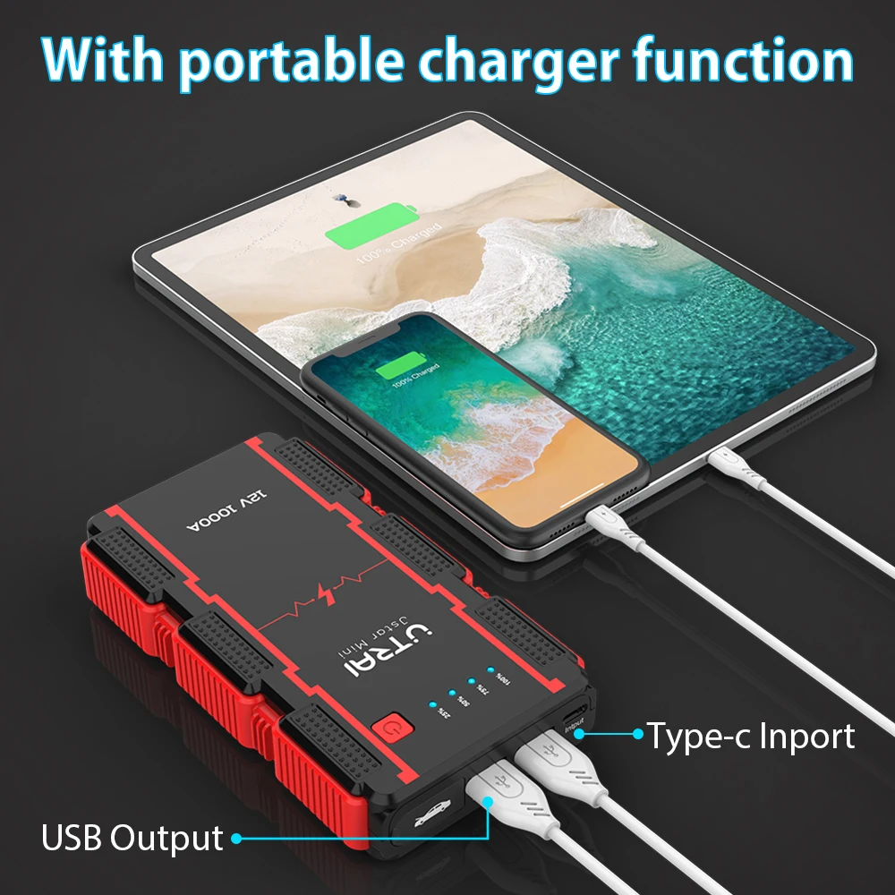 UTRAI 1000A Jump Starter Power Bank Starting Device Portable Charger  Emergency Booster 12V Car Battery Jump Starter - AliExpress