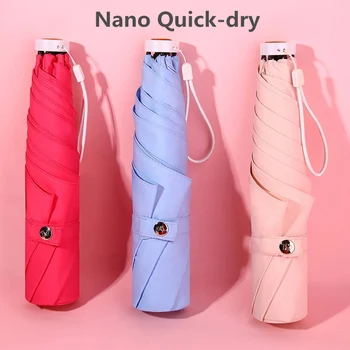

Nanotechnology Quick-dry Umbrella Wemen Small And Ultralight 180g Three-folding Umbrella Rain Mini Portable Travel Umbrella