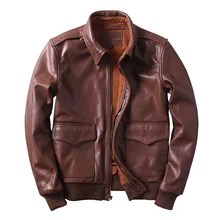 Коричневый Мужской USAF A2 пилотный кожаный жакет плюс Размер 6XL из натуральной воловьей кожи Slim Fit Военная Лётная кожаная куртка