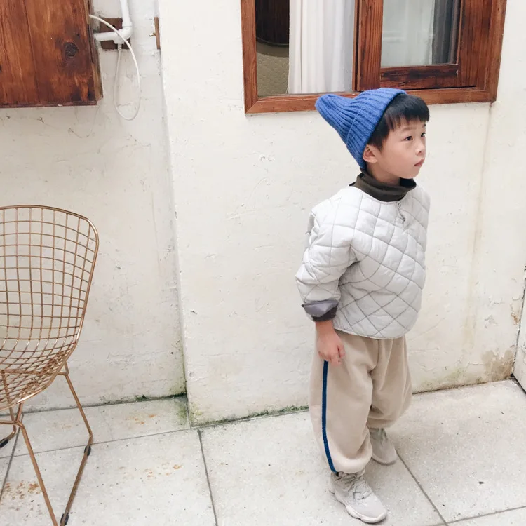 Tckids детская одежда, Настраиваемые 18 осенне-зимние мужские и женские тонкие Топы контрастного цвета с ромбовидной решеткой, тонкая кроватка