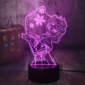 

Beautiful Queen Princess Snow Elsa 3D Visual Lamp Illusion LED Night Light Toys Home Decor Girl Baby Birthday Christmas lamps
