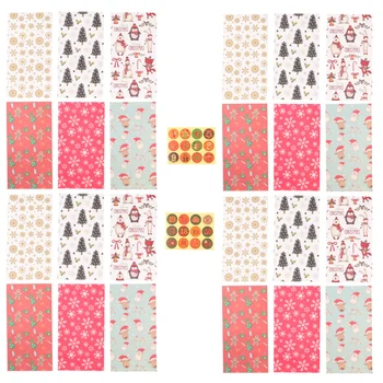 

24Pcs Packaging Paper Christmas Bag Gift Candy Cute Bag with Stickers (As Shown)