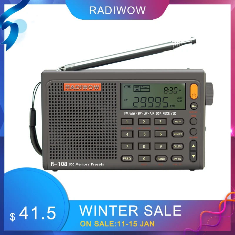 Radiwow SIHUADON R 108 FM стерео цифровой портативный радио звук Будильник функция дисплей