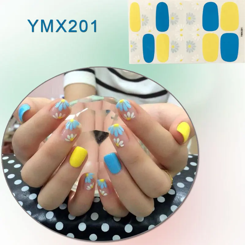 YMX201 14 подсказок/лист для маникюра ногтей стикер s полное покрытие наклейки Обертывания украшения «сделай сам» Маникюр слайдер винил для ногтей клей наклейки для ногтей Nail Sticker - Цвет: YMX201