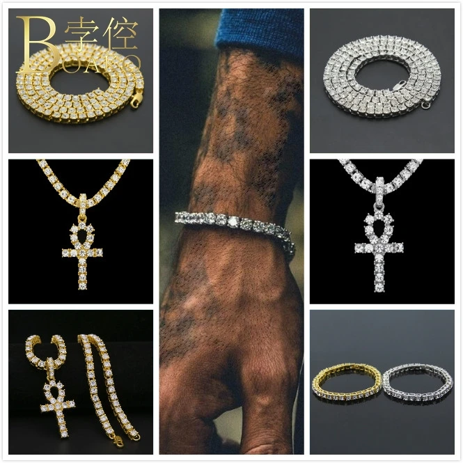 

BOAKO Bling Tennis Bracelets For Women/Men Hip Hop Chain Bracelets Bangles Gold Iced Out Cubic Zirconia Bracelet Bangle Black K5