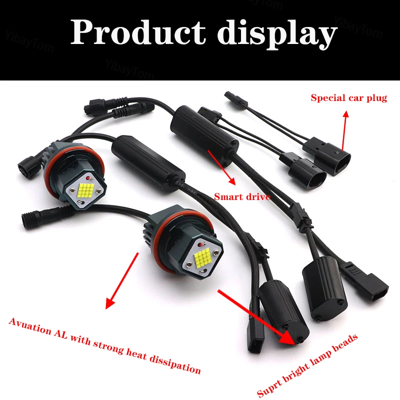 LED Car Lights 2pcs 120W 6000K LED Angel Eyes Marker Lights Bulbs for BMW E87 E39 M5 E60 E61 E63 E64 M6 E65 E66 E83 X3 E53 X5 00-08