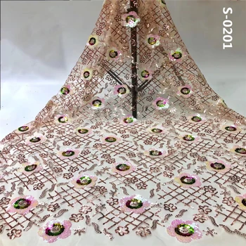 

2020 Sequin Lace Fabric Mesh Purple Color African Embroidery Sequence Nigerian French Party Latest High Quality Tulle Hot Sale