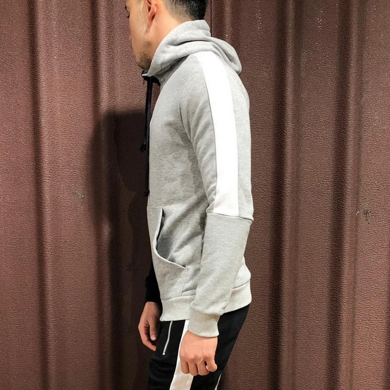 Sfit Men'sContrast color пуловер с капюшоном спортивный костюм толстовки на молнии Мужчины Весна Осень толстовки с длинными рукавами