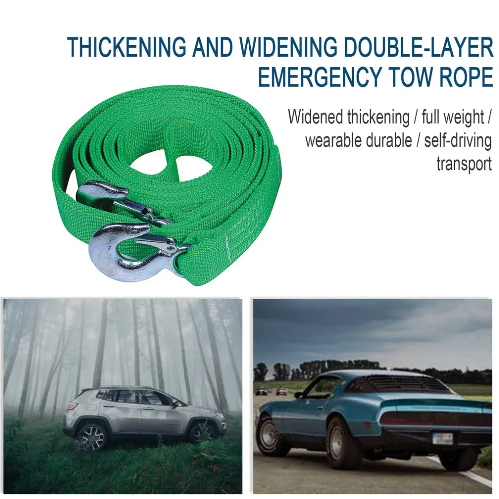 Green Trailer Winch Replacement Strap 4.5m 6 ton 50MM Widened Thick Car Trailer Belt Trailer with Safety Hooks