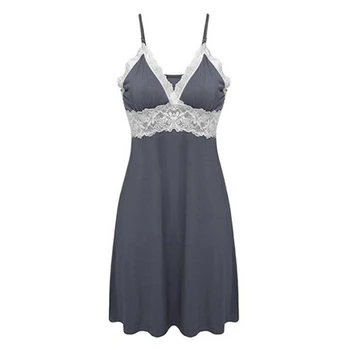 

Nightdress Sling Sleepwear V-neck Casual Lace Out Strappy Fabala