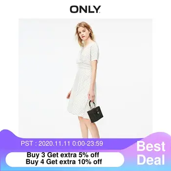 

ONLY Women's Striped Cinched Waist Short-sleeved A-lined Dress | 119207547
