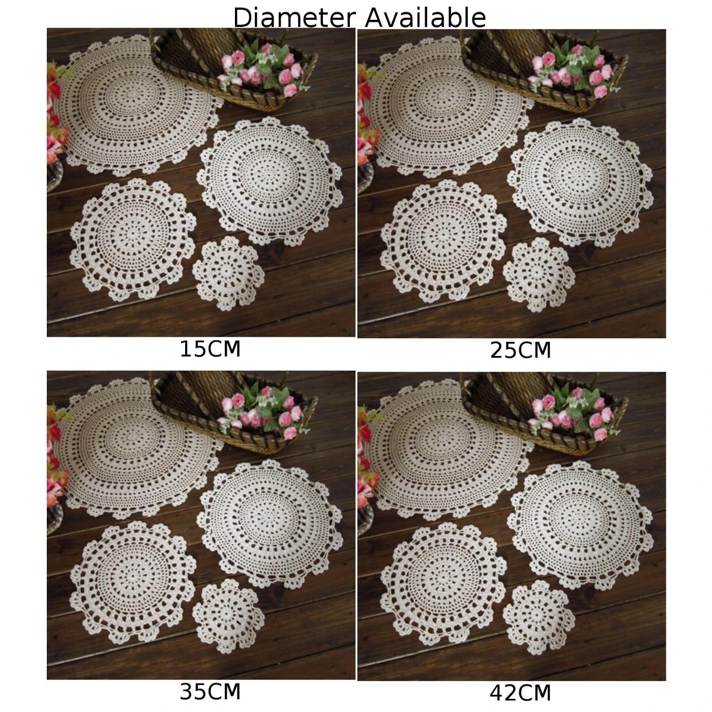 1x ручной работы крючком кружева хлопок настольные чашки коврики Doilies подставки для кружек