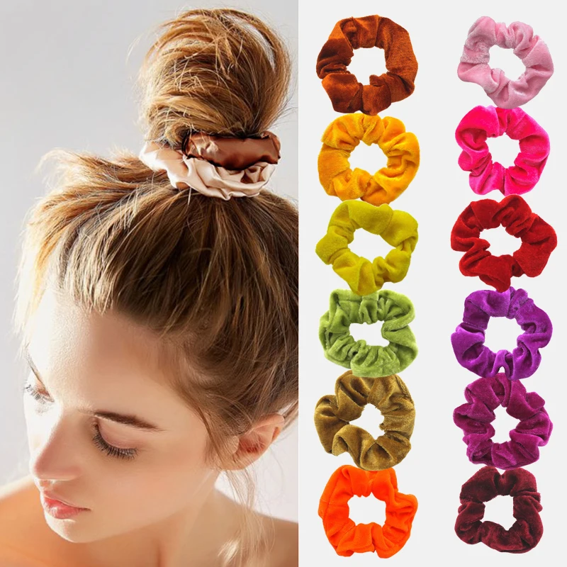 

Elastic Hair Ring Ponytail Holder Mutil-Colors Hair Rope Korea Velvet Hair Scrunchie Solid Color Girls Headwear Hair Accessories