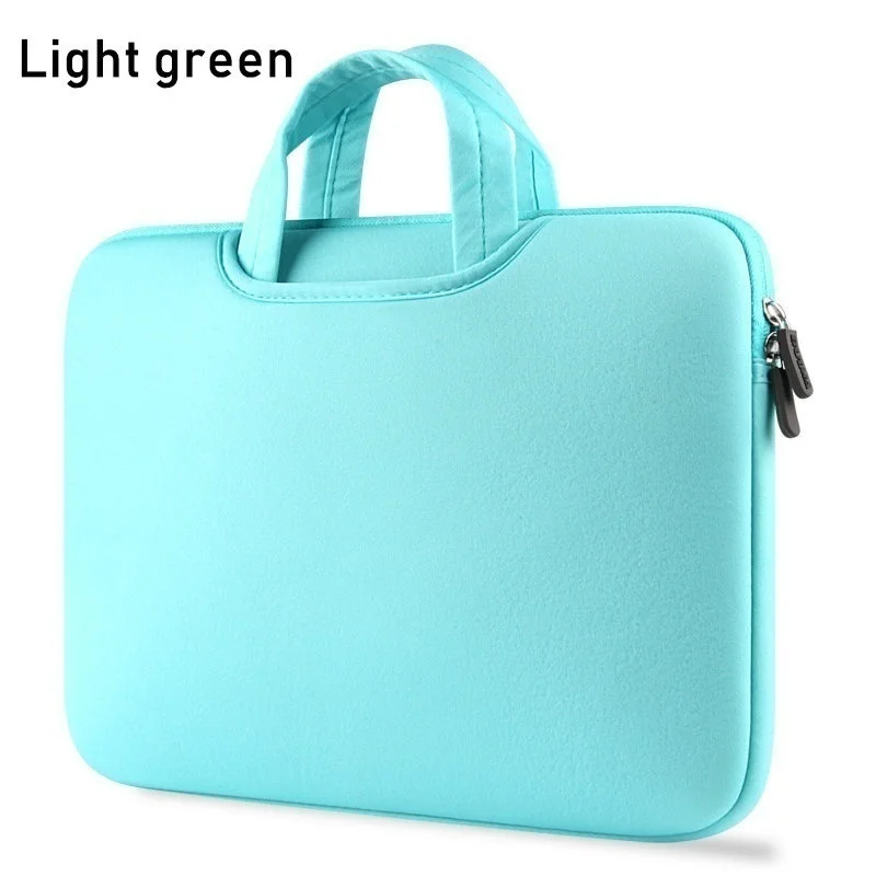 Сумка для ноутбука, одноцветная, на молнии, для компьютера, Противоударная сумка, сумки для ноутбука и чехлы для 14/15, 6 дюймового ноутбука - Цвет: Зеленый