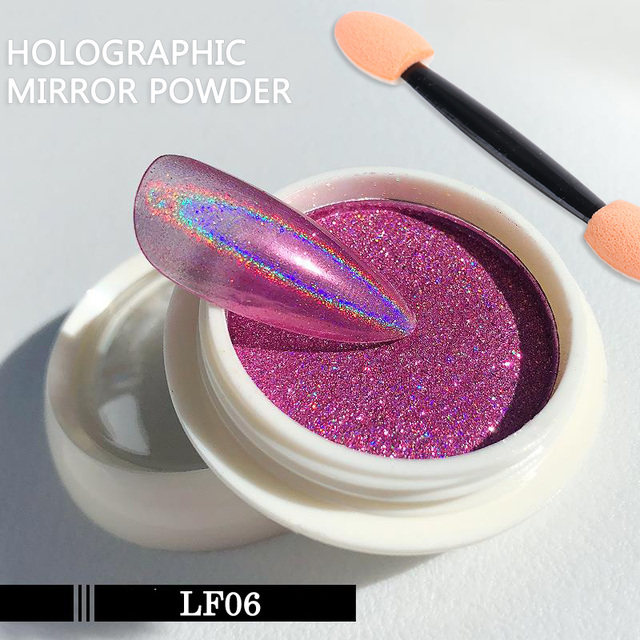 tırnak tozu krom lazer ayna Glitter tasarım tırnak sanat Pigment sürtünme toz gevreği süslemeleri fırça manikür TRLF01-07