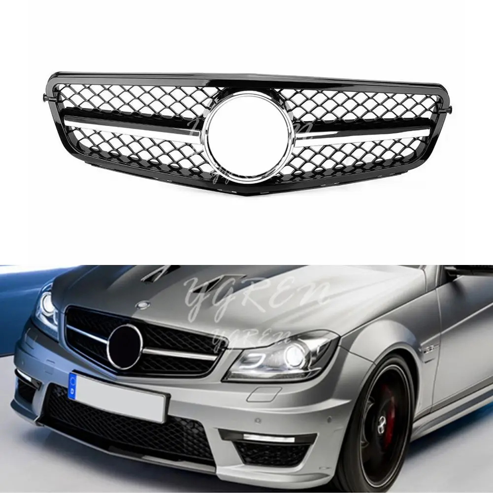 Глянцевый черный Передний гриль AMG Style для Mercedes C Class Benz W204 C300 C350 2008 2014|Передние и