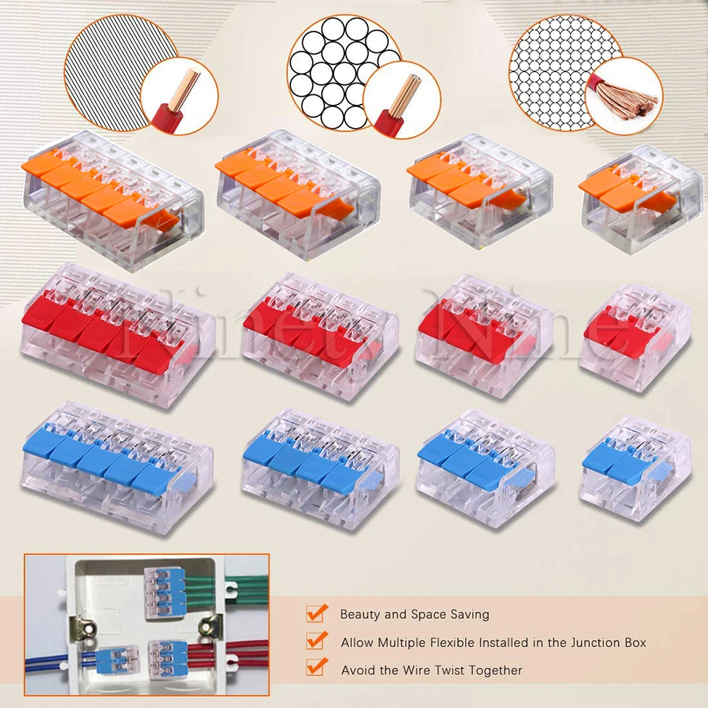 

150/100/60Pcs Wire Connector Assortment Compact Splicing Connector Lever Quick Disconnect Wire Connectors AWG 24-12