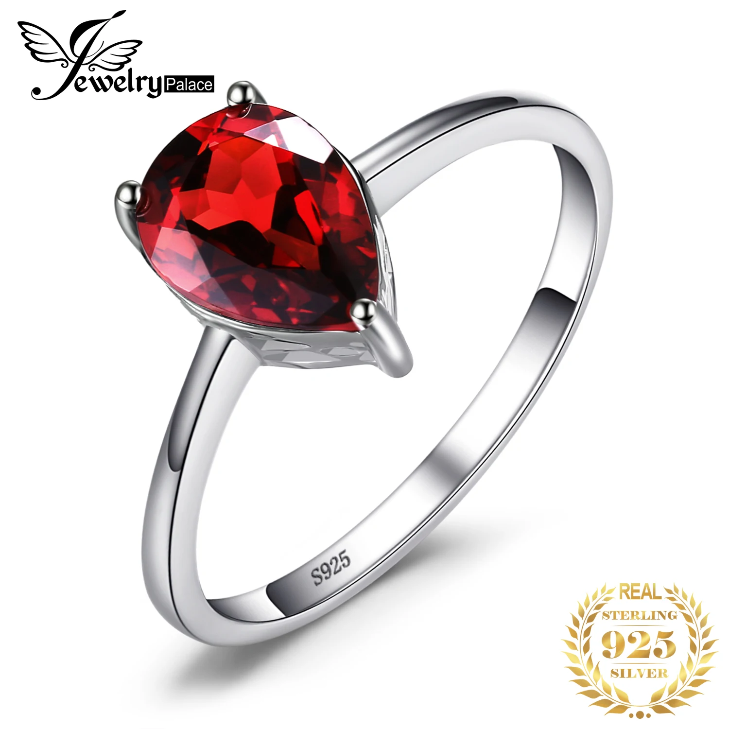 JewelryPalace натуральный гранат кольцо пасьянс 925 пробы серебряные кольца для женщин