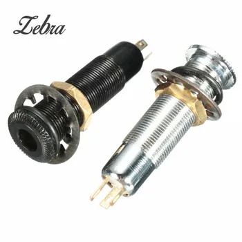 

ZEBRA 44.5x16mm Brass 3 Prongs Electric Guitar Bass Input/Output Mono Activel Long Threaded Jack Socket Black/Silver