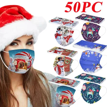 

50pcs Disposable Mask Mascarilla Masker For Skin Care Industrial 3ply Earhook Adult's Christmas Masks Masque Mondkapjes