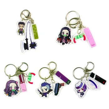 

New Anime Demon Slayer Kimetsu No Yaiba Keychain Tanjirou Sword Acrylic Keyring Blade Of Ghost Katana Pendant Weapon Key Chains