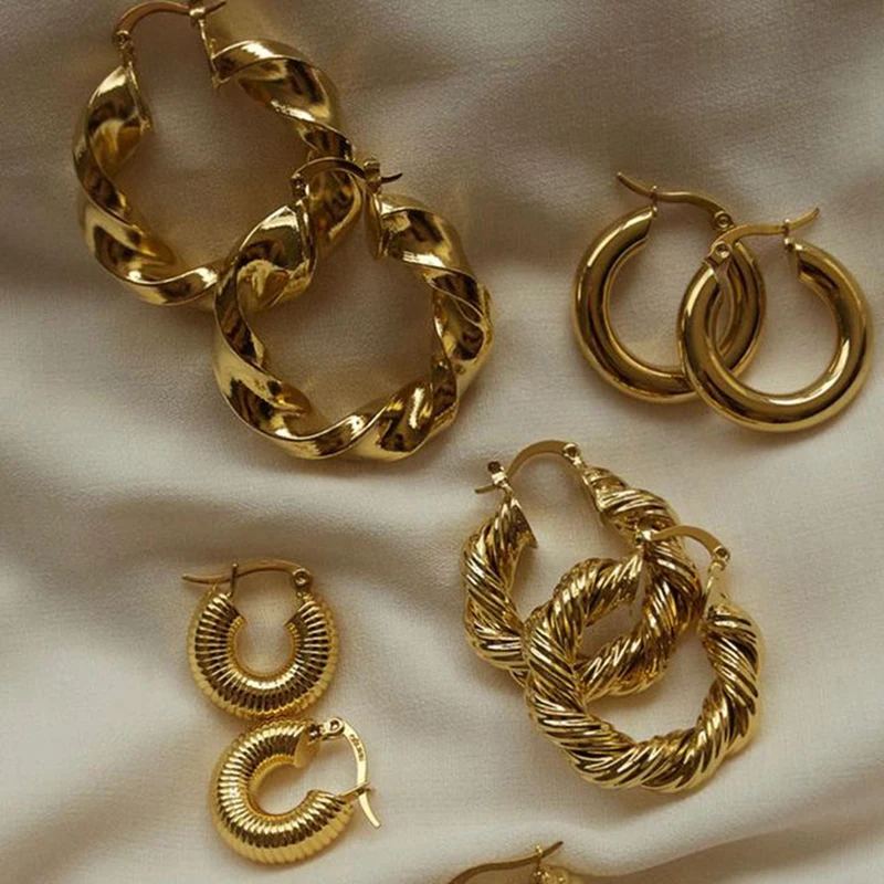 Chunky Twisted Hoops Penelope Braided Hoops Earrings Thick Statement Earrings 18k Gold Plated Hoops Creole Hoop