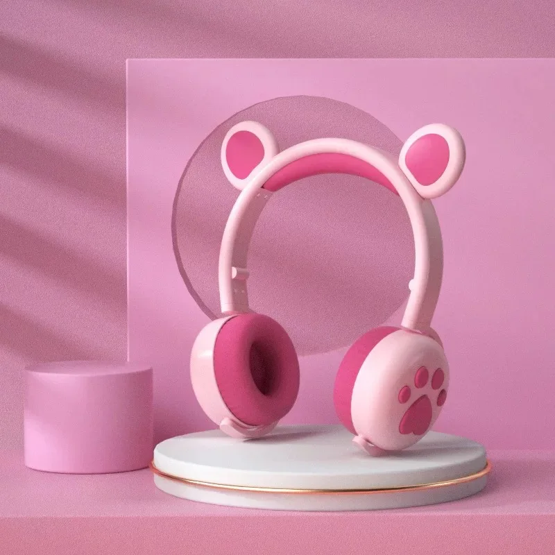 Fone de Ouvido Dobrável e Brilhante de Urso Cosplay com Luz Notebook e Celular Led para pc Headset - Image 3