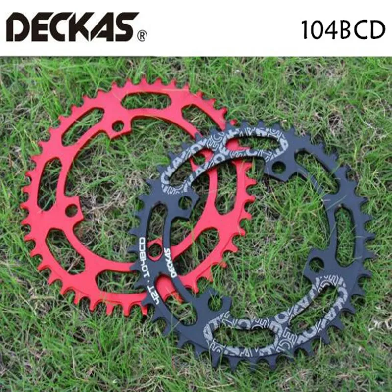 Comprar DECKAS 104BCD 40 42 44 46 48 50 52T rueda de cadena de bicicleta de montaña MTB bicicleta cigüeñal de aluminio estrecho anillo de cadena ancha BCD 104
