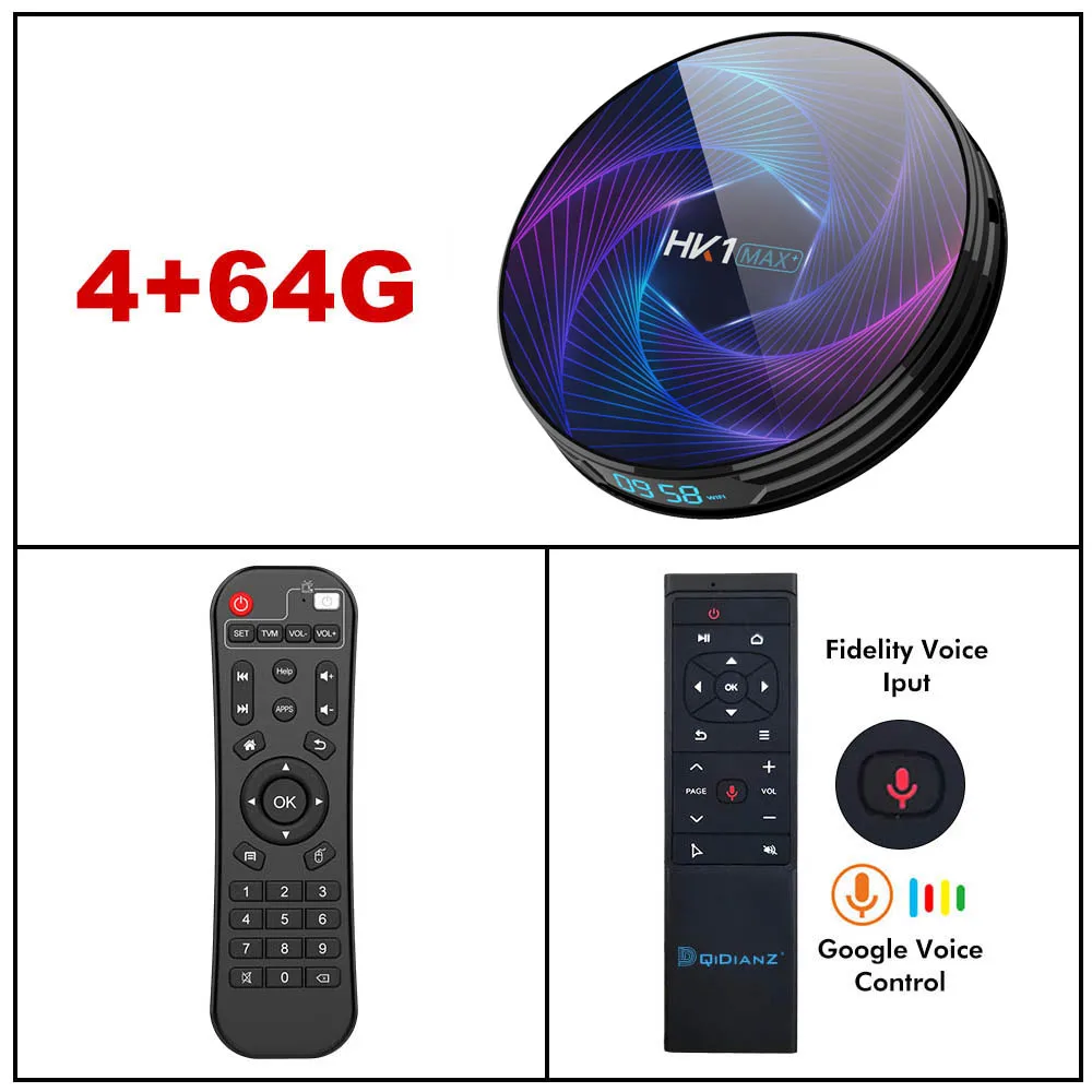 Восьмиядерный RK3368PRO HK1 MAX Plus Android 9,0 Smart tv Box 4 Гб 128 Гб 1080P H.265 4K HK1MAX телеприставка PK H96MAX X96MINI - Цвет: 4G64G VOICE CONTROL