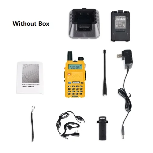 Yellow Without Box 5 Вт Baofeng Walkie Talkie UV-5R двухстороннее радио профессиональная станция UV5R трансивер VHF UHF портативный UV 5R охотничья ветчина радио - Цвет: Yellow Without Box