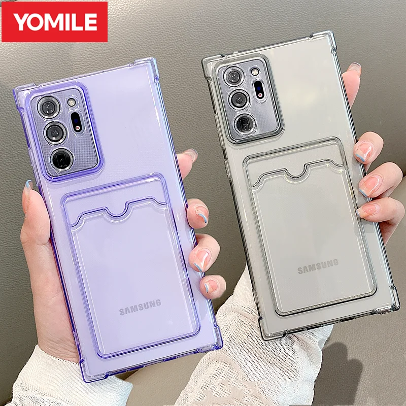 Air Cushion Shockproof Card Holder Wallet Case For Samsung A42 A52 A72 A32 A12 Note 20 S20 FE S21 Ultra S10 Plus TPU Clear Cover