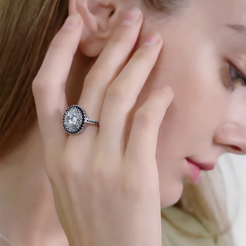 [BLACK AWN] Silver Color Fashion Jewelry Engagement Rings for Women Flower Wedding Ring CR046