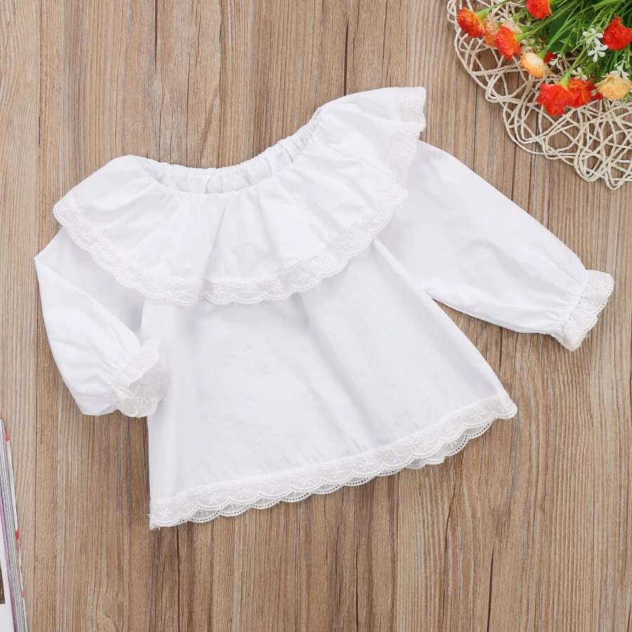 Pudcoco/Милая Одежда для новорожденных девочек; одежда с длинными рукавами и кружевными открытыми плечами; 0-24 мес
