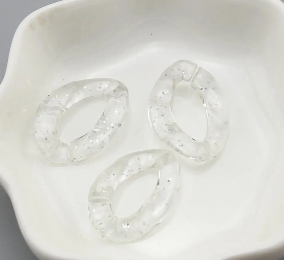 glitter Acrylic Chain transparent color Combination chain Links DIY Charm Accessories for Jewelry Making 17*23mm, wholesale