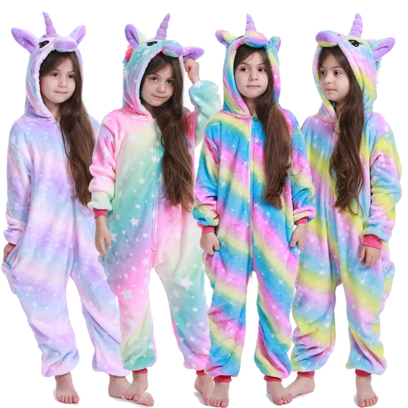 Kigurumi Onesie Kids Unicorn Pajamas For Children Animal Cartoon Blanket Sleepers Baby Costume Winter Boy Girl Licorne Jumspuit