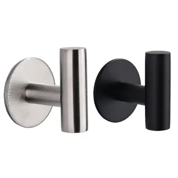 

2Pcs Wall Mount Stainless Steel Self-adhesive Bath Towel Hook Single Coat Robe Hat Hanger Bathrobe Holder for Bathroom Kitchen